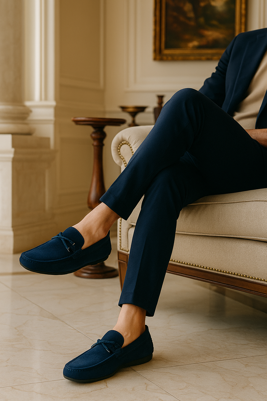 Men's Casual Canvas Loafers – Royal Blue & Black