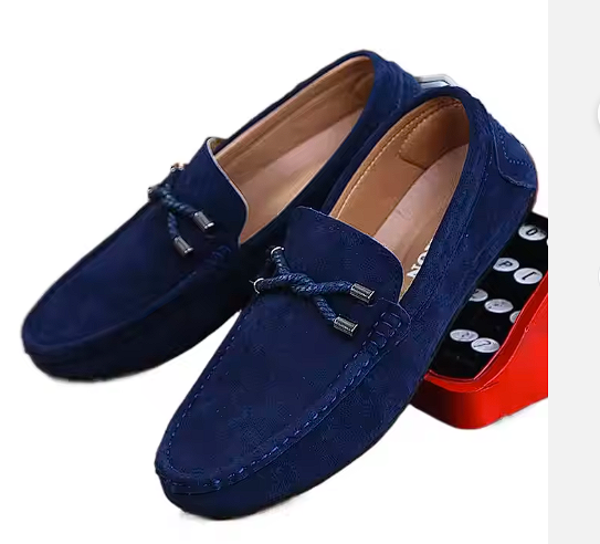 Men's Casual Canvas Loafers – Royal Blue & Black